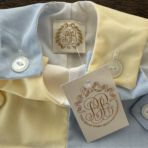 NWT The Beaufort Bonnet Company 0-6 months Cooper Colorblock Romper Jon Jon New - Picture 2 of 5